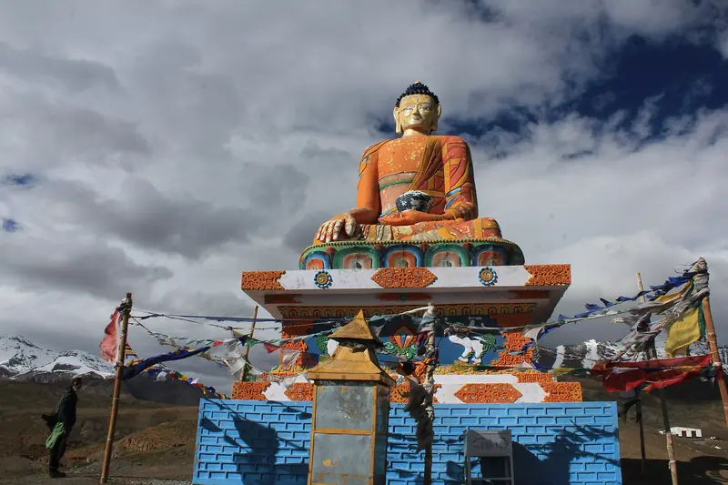 Colourful Buddha statue at Langza village