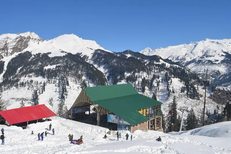 Snow-covered Solang Valley near Manali